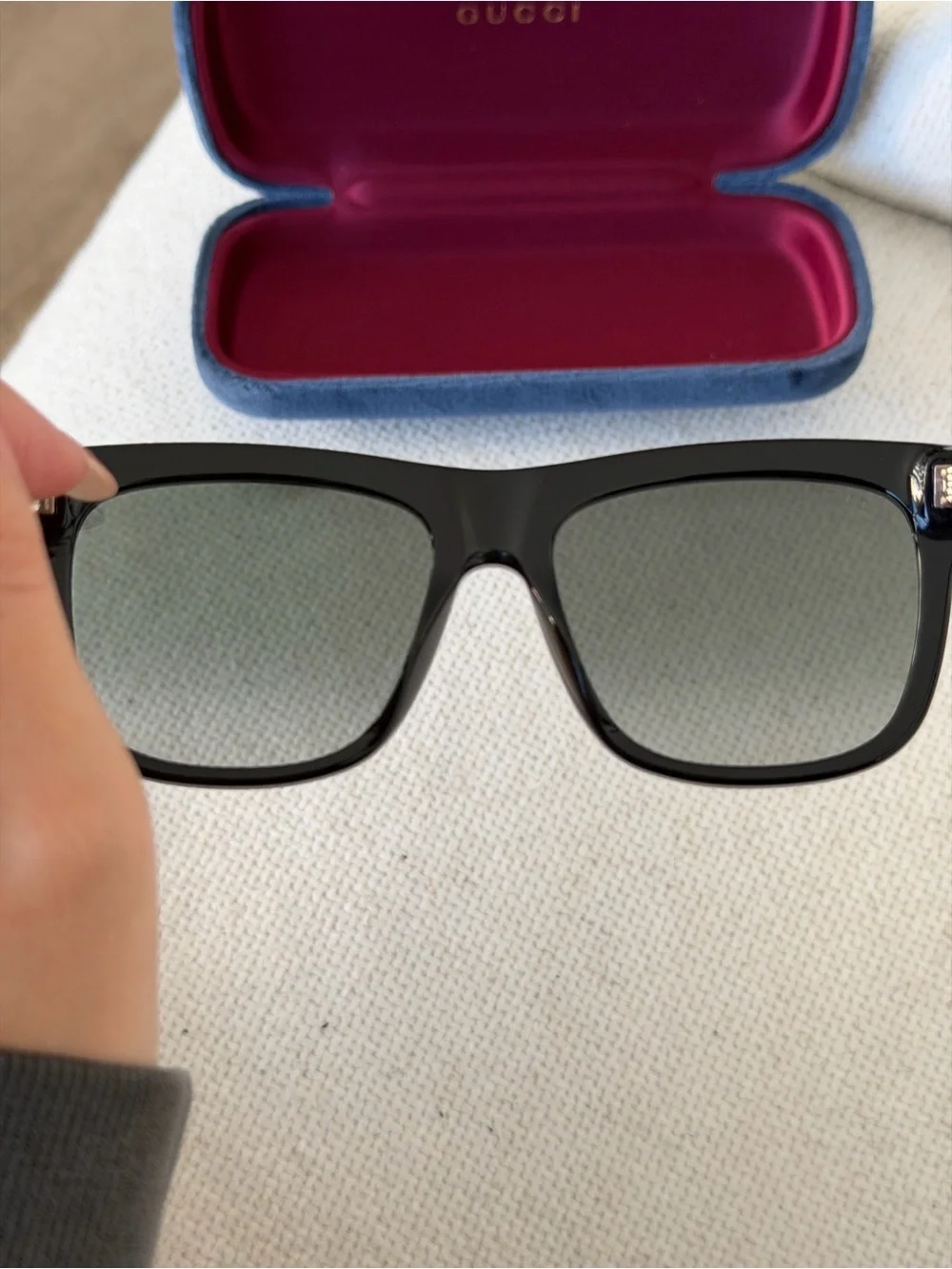 Gucci Oversized Square Sunglasses Black / Gray – Brand New
